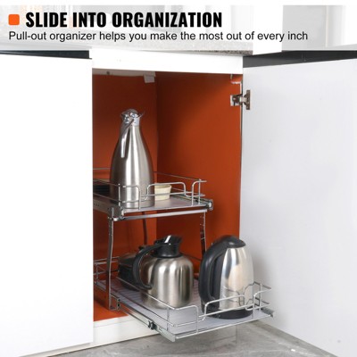 Chrome-Plated Steel 2-Tier Pull Out Cabinet Organizer
