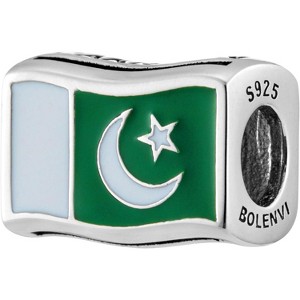 Sterling Silver Travel Charm - World Flags Country Bead for Bracelets, Gift for Mom & Daughter - 1 of 4