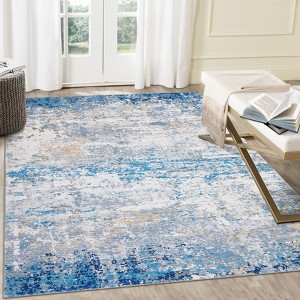 Abstract Machine Washable Rug with Rubber Backing for Living Room Stain Resistant Accent Rug Low Pile Ultra Soft Non Slip Rug - 1 of 4