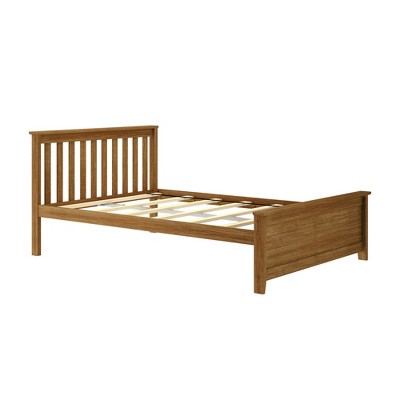 Pecan Pine Full Platform Bed with Slatted Headboard