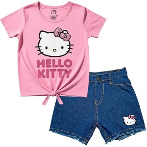 Hello Kitty Little/Big Girls' 2-Piece Tie-Front Graphic Top