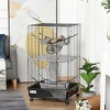 PawHut Small Animal Cage Habitat for Ferret with Wheels Hammocks Tunnels and 3 Doors, Black - 3 of 4