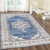 Washable Vintage Oriental Rug Non Slip Low Pile Rug Soft Throw Floor Cover Retro Medallion Foldable Indoor Carpet for Living Room Bedroom - 3 of 4