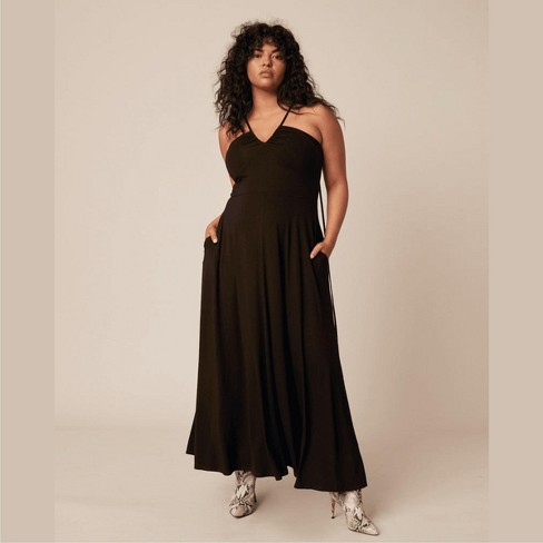 24seven Comfort Apparel Womens Cap Sleeve V Neck Maxi Dress-black-1x :  Target