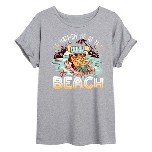 Women's - SpongeBob SquarePants - Rather Be At Beach Oversized Graphic T-Shirt - 1 of 4