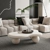 CAVINAS Coffee Tables for Living Room 39.37" Modern Cloud Shaped Coffee Table Curved Profile Design Coffee Table with Cylindrical Legs - 4 of 4