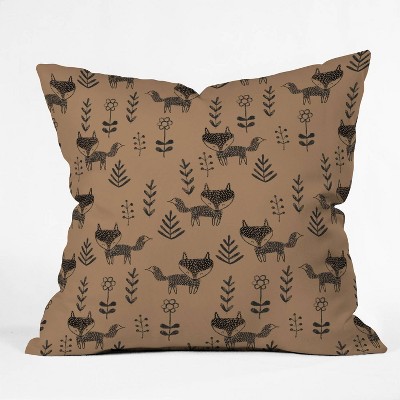 Dash And Ash Friendly Fox Square Throw Pillow Brown - Deny Designs