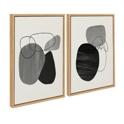 Sylvie 18x24 Black and Gray Abstract Canvas Art Set