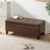 NicBex Modern 38.4" Storage Bench Leather Accent Stool with Button Tufted Top for Entryway and Living Room - 2 of 4