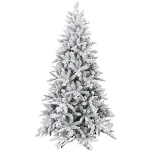 HOMCOM Flocked Artificial Christmas Tree with Metal Stand, Easy Assembly, Frosted Hinged Xmas Tree for Home Office Holiday - 1 of 4