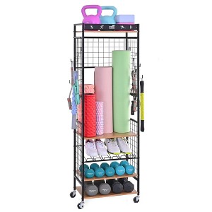 ZACHVO Weight Rack for Dumbbells & Kettlebells - Home Gym Storage Organizer with Wheels & Yoga Mat Hanger - 1 of 4