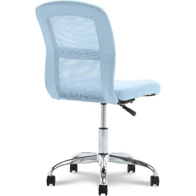 Ergonomic Sky Blue Faux Leather Low-Back Swivel Task Chair