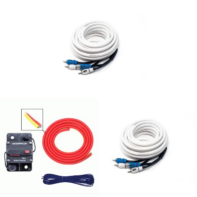 Metra MLAK8-20 50 Amp Breaker 8GA Tinned Pure Copper 20 foot Marine Wiring Kit with (2) 4 Meter Marine RCA Cables