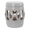 Resenkos Modern Garden Stool, Patio Stool Side Table,14" x 17" Ceramic Garden Stool with Double-Coin Knotted Ring Design, Antique Blue - 2 of 4