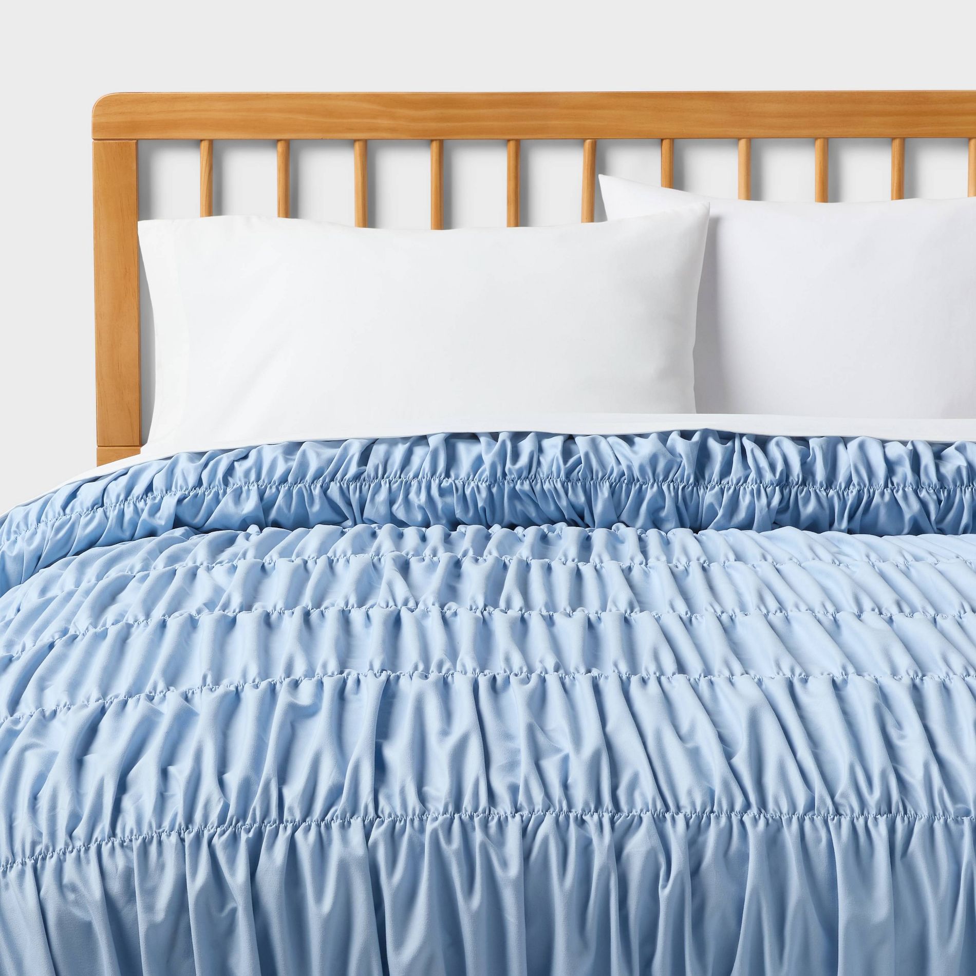Twin/Twin XL Ruched Comforter Light Blue for Dorm - Room Essentials™