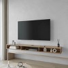Syemin TV Stands and Consoles Elegant Ash Wood TV Stand Open Storage Fits Rustic Contemporary Rooms brings Natural Warmth, Brown, 76"*16"*3.1" - 2 of 4
