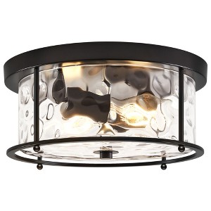 LamQee Flush Mount Ceiling Light with Clear Hammered Glass Industrial 2-Lights Farmhouse Close to Ceiling Light Fixtures - 1 of 4