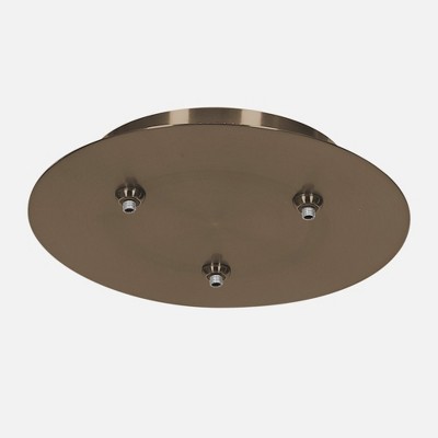 Brushed Steel 12" Round LED 3-Port Pendant Canopy
