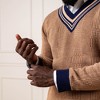 Hope & Henry Men's Organic V-Neck Intarsia Cricket Sweater, Brown Glen Plaid Intarsia, Medium - 2 of 4