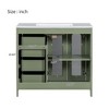 36" Bathroom Vanity with Ceramic Sink, 2 Doors, 3 Drawers, Adjustable Shelf, Gold Handles, Freestanding Vanity - 3 of 4