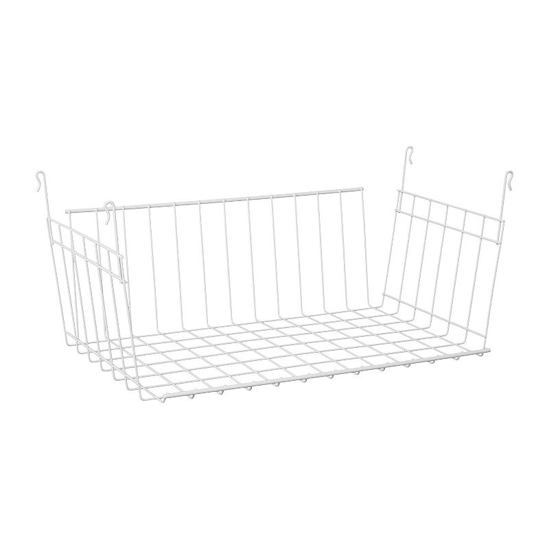ClosetMaid 17 Inch Wide Hanging Basket Wire Shelving Accessory for Closet Shelves, Pantry Organizer, Kitchen, and Bathroom Storage, 2 Pack, White, 2 of 7