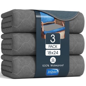 Inspire Underpads | Stain Hiding Gray - Reusable Incontinence Bed Pads Waterproof Mattress Pad    (18 X 24 - 3 Pack) - 1 of 4
