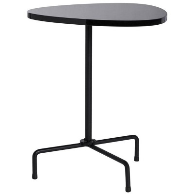Berlin 21" Black Lacquer Wood and Metal Tripod Side Table