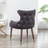 Velvet Upholstered Contemporary Accent Chair with Nailhead Trim, Button-Tufted Curved Back and Solid Rubberwood Legs with Gold-Tone Tips - 4 of 4