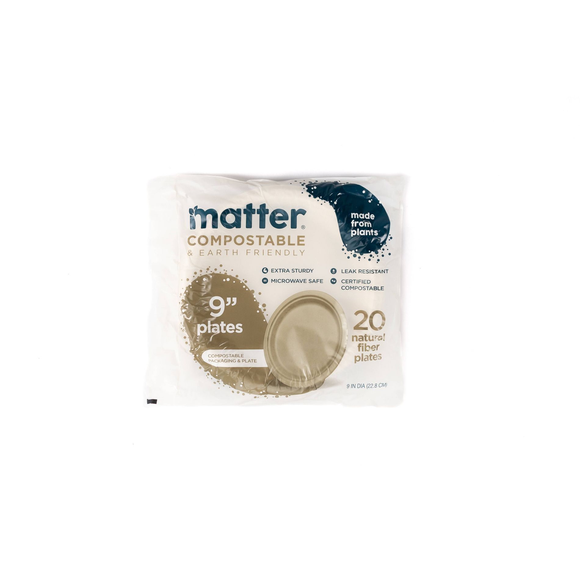 Matter Compostable Fiber Disposable Dinner Plates 9" - Natural - 20ct