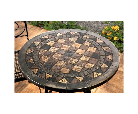 Dannette Transitional Stone Insert Round Table - Black - Furniture of America