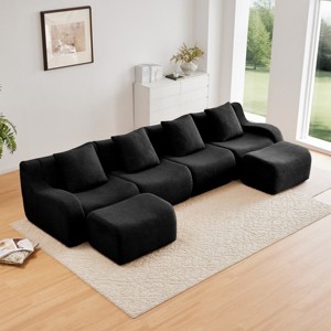 Teddy Modular Sectional Sofa, 4 Seat Upholstered Sectional Sofa with Curved Armrest, Sectional Sofa for Living Room Décor-Koiai - 1 of 4