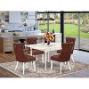 5-Piece Linen White Finish Solid Wood Top - Rectangular Upholstered Dining Room Set  - Seats 4 - 2 of 4