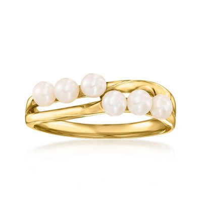 Ross-Simons 3-3.5mm Cultured Pearl Ring in 18kt Gold Over Sterling