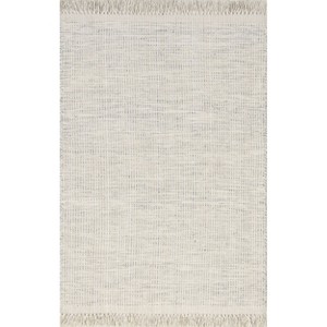 Nuloom Orli Solid 2x3 Wool Accent Indoor Area Rug for Living Room Bedroom Dining Room Entryway Kitchen, Ivory/Grey - 1 of 4