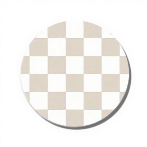 Anna-Kaci Checkered Car Cup Holder Coasters Anti-Slip Absorbent Mats Set of 2 3.5in - Light Beige - 1 of 4