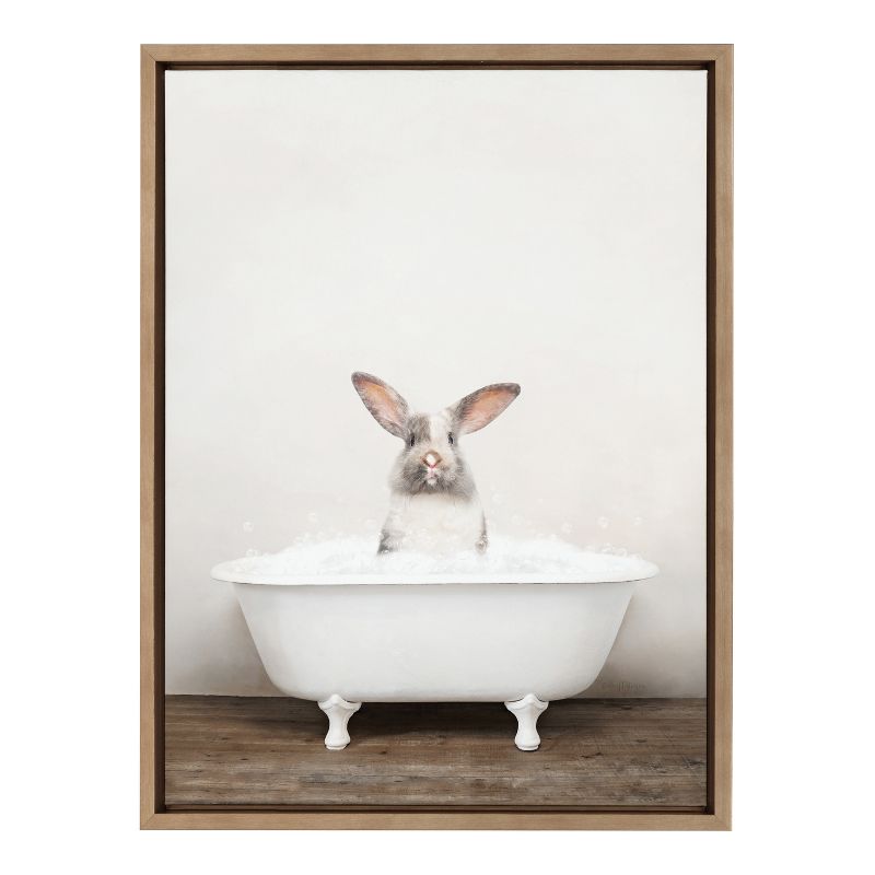 18&#34; x 24&#34; Sylvie Bunny in Rustic Bath Framed Canvas by Amy Peterson Gold - Kate &#38; Laurel All Things Decor, 3 of 8