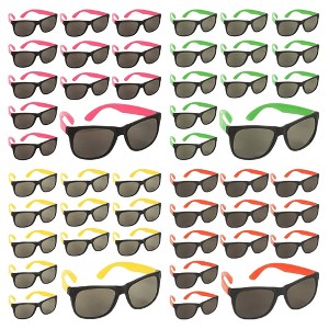 Blue Panda 48-Pack Retro Party Sunglasses Bulk for 80s Birthday Party Favors, 4 Neon Colors - 1 of 4