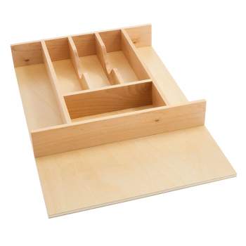 Rev-A-Shelf Trim-to-Fit Silverware Drawer Organizer For Kitchen Utensil  Cutlery Cabinet Storage, Natural Maple Wood 7 Compartment Tray Insert, 4WCT-1