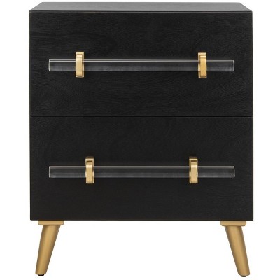 Sienne 2 Drawer Nightstand - Black/Gold - Safavieh.