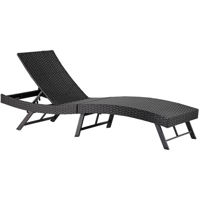 Ayanna Black Metal Adjustable Outdoor Lounge Chair
