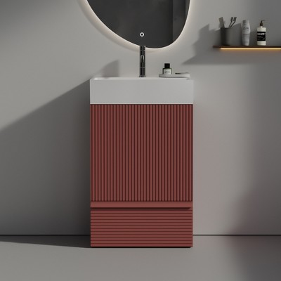 Christopher Knight Home Wilson Freestanding 20" Striped Wood Bathroom Vanity with Ceramic Sink
