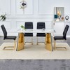 NicBex 5 PCS/7 PCS Cold Jade Patterned Sintered Stone Dining Table Set with 4 Black PU Chairs for Kitchen/Apartment - 2 of 4