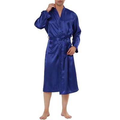 Lars Amadeus Men's Satin Robe Sleep Long Sleeve Lounge Sleepwear Pajama Bathrobe