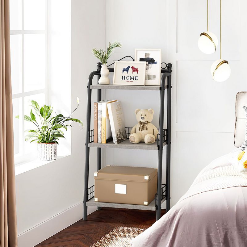 Whizmax 3 Tier Bookshelf, Metal Standing Book Shelves Display Book Rack for Living Room Bedroom Home Office, 3 of 9