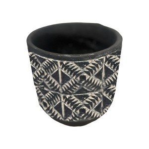Slickblue Decorative Cement Planter with Black Wash Aboriginal Design - 1 of 4