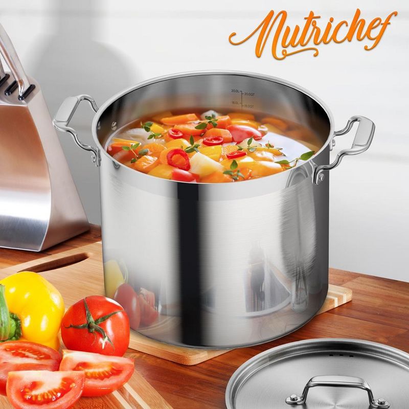 NutriChef Stainless Steel Cookware Stockpot - 20 Quart, Heavy Duty Induction Pot, Soup Pot With Stainless Steel, 3 of 4