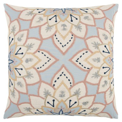 20"x20" Oversize Floral Polyester Filled Square Throw Pillow Blue - Rizzy Home