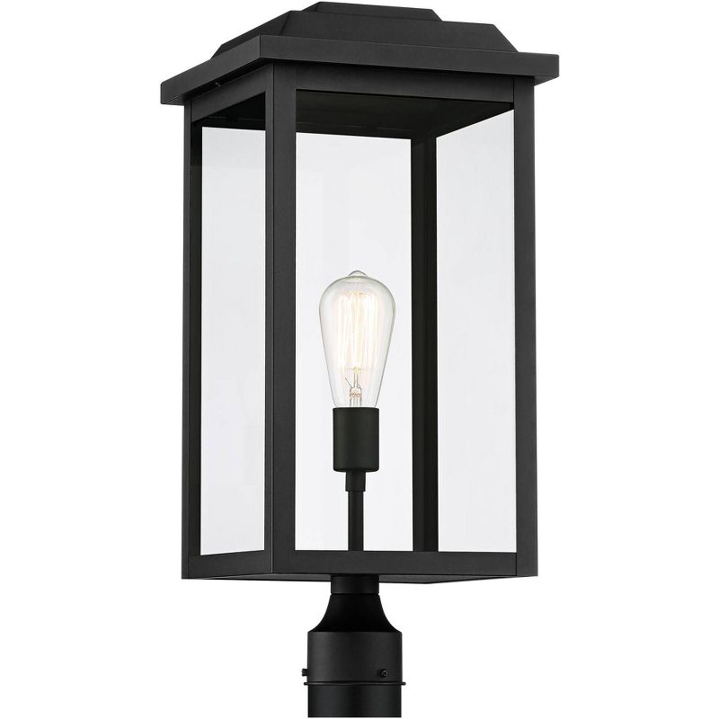 John Timberland Eastcrest Modern Outdoor Post Light Textured Black 22 1/2" Clear Glass Panels for Exterior Barn Deck House Porch Yard Patio Outside, 4 of 9