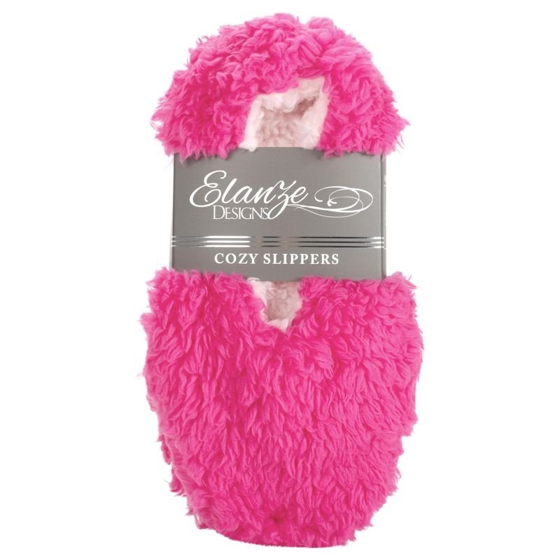 Elanze Designs Hot Pink Two Tone Womens Plush Lined Cozy Non Slip Indoor Soft Slippers - Small, 3 of 7