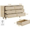 Angel Sar 51" Boho 6 Drawer Dresser with Rattan Fronts & Gold Handles, Wide Storage Chest for Bedroom, Large Wooden Dresser with Tabletop, Oak - 3 of 4